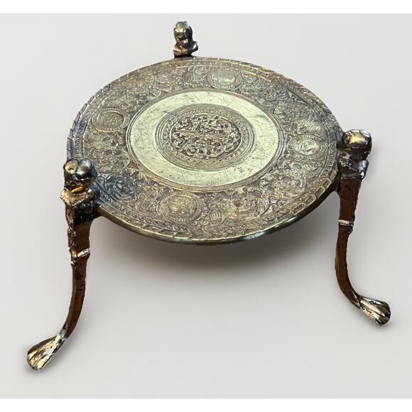 Vintage Ornate Claw Feet Women Head Victorian Solid Brass Plant Stand - Picture 1 of 6